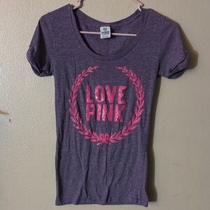 Pink Victoria's Secret Purple Graphic Tee, LOVE PINK VS Shirt XS